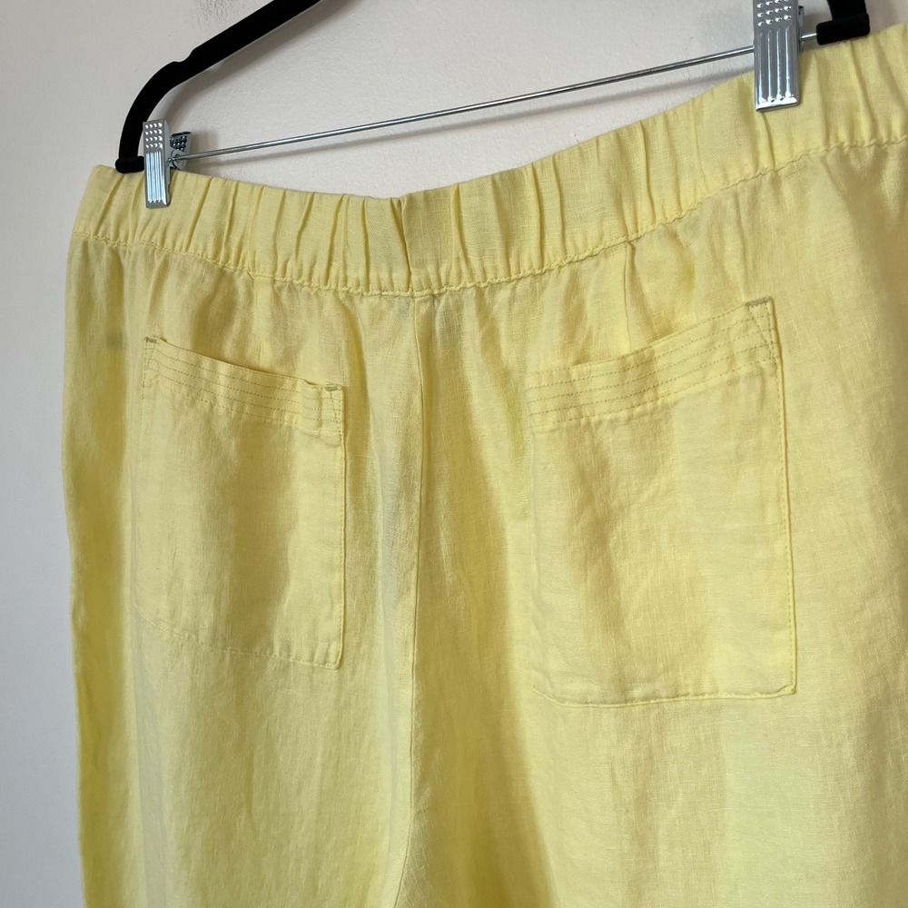 NEW J.Jill Pure Linen Trapunto Stitched Pants Butter Yellow Womens 2X - Picture 7 of 13